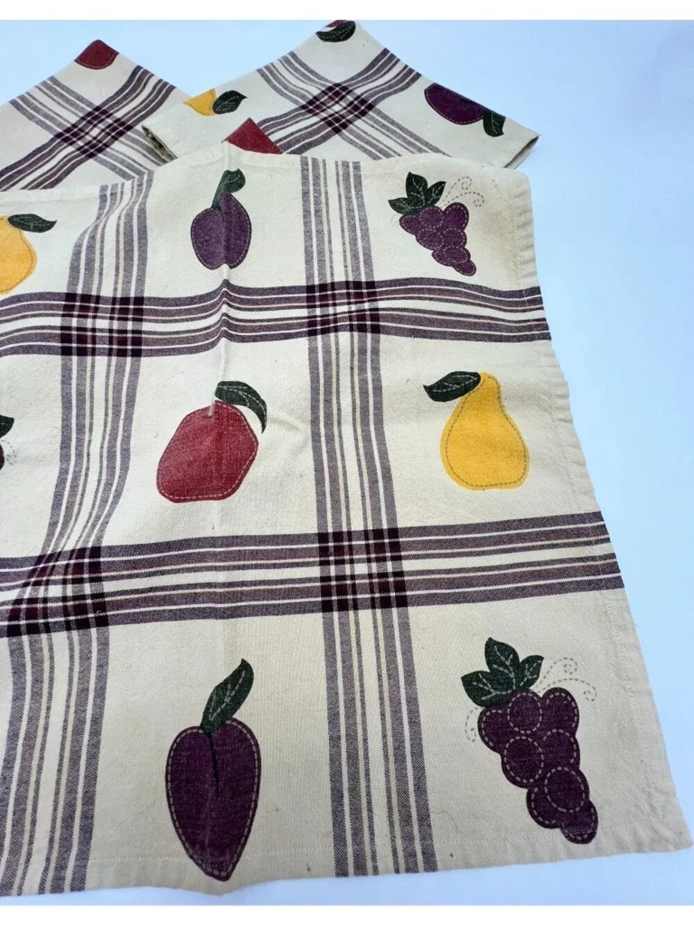 Harvest 2003 Fruit-Patterned 100% Cotton Napkins Table Linen Set of 3
